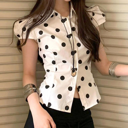 BM French style doll collar shirt for women 2025 summer Spring Autumn new design sense niche slim fit slimming short sleeve shirt