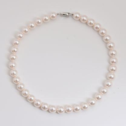 Film and Television same style 925 Yuanbao knot pearl necklace knotted clavicle chain French gray pearl chain offline store hot selling product