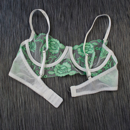 2024 sexy underwear suit mesh transparent sexy underwear two-piece suit with steel ring sexy hot cross-border hot sale