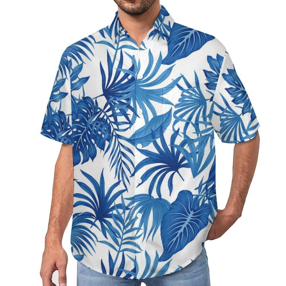 Men's Hawaiian shirt short sleeve button shirt tropical summer beach blouse casual floral Hawaiian shirt