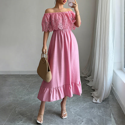Diyun cross-border European and American elegant elegant A- line Waist Maxi dress women's clothing 2025 summer Amazon independent station