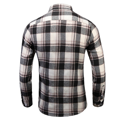 Men's long-sleeved shirt 2023 spring new shirt spring and autumn foreign trade large size shirt lapel shirt plaid shirt men