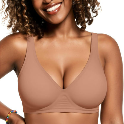 OEAK women's deep V bra wireless comfortable bra support wireless bra T-shirt gathering bra