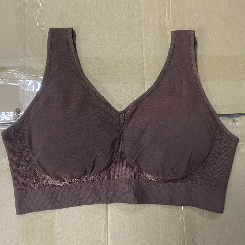 Factory Direct supply cross-border hot plus size bright silk vest body shaping wireless bra female big chest seamless