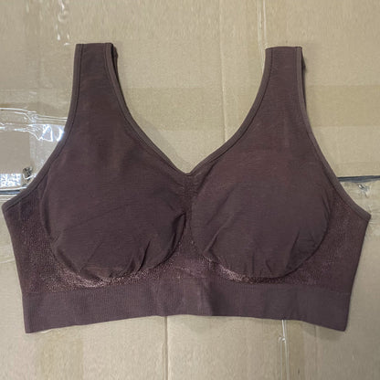 Factory Direct supply cross-border hot plus size bright silk vest body shaping wireless bra female big chest seamless