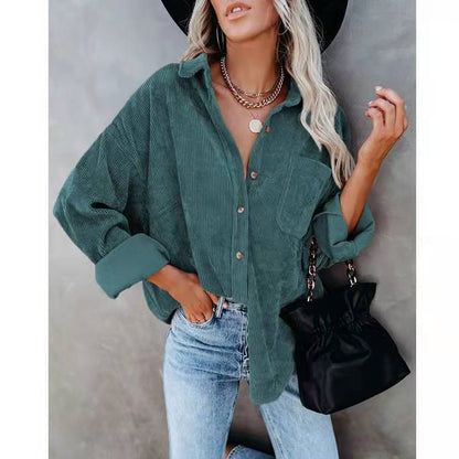 Amazon independent station hot sale 2022 autumn and winter New Europe and America cross border Foreign Trade women's long sleeved shirt shirt for women