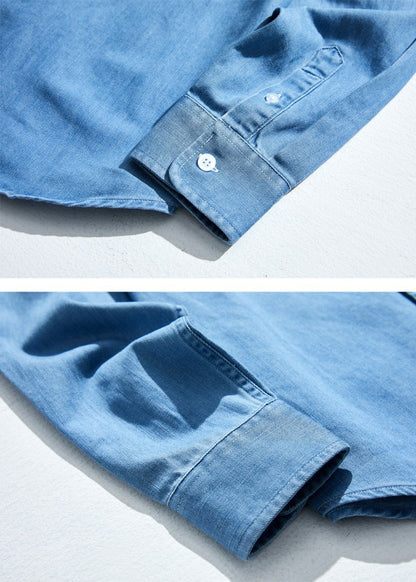 Autumn and Winter new long sleeve shirt men's denim shirt men's shirt trendy men's clothing shirt 8022