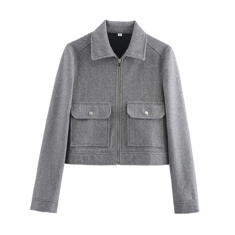 Cross-border autumn Europe and America cross border women's clothing street fashion casual soft woolen jacket coat