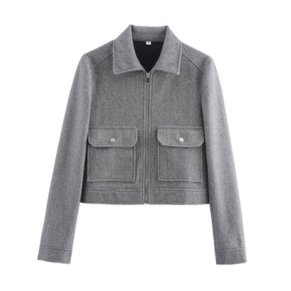 Cross-border autumn Europe and America cross border women's clothing street fashion casual soft woolen jacket coat
