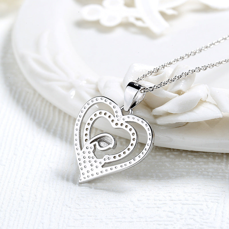 925 sterling silver mother and child hug necklace female with Hearts pendant clavicle chain versatile High Sense Mother's Day gifts for moms