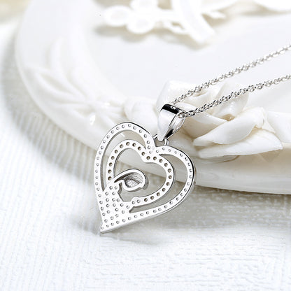 925 sterling silver mother and child hug necklace female with Hearts pendant clavicle chain versatile High Sense Mother's Day gifts for moms