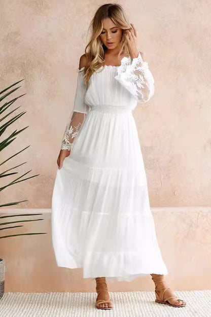Bohemian White Lace Patchwork Dress