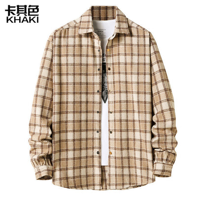 2025 Europe and America cross border Autumn New American flannel plaid shirt men's style coat shirt