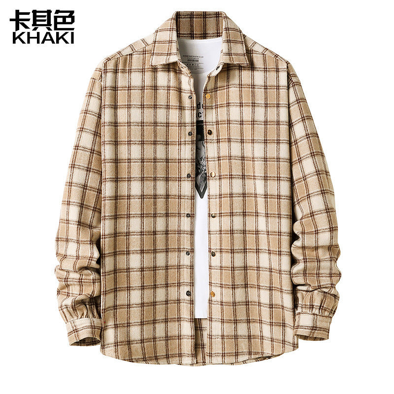 2025 Europe and America cross border Autumn New American flannel plaid shirt men's style coat shirt