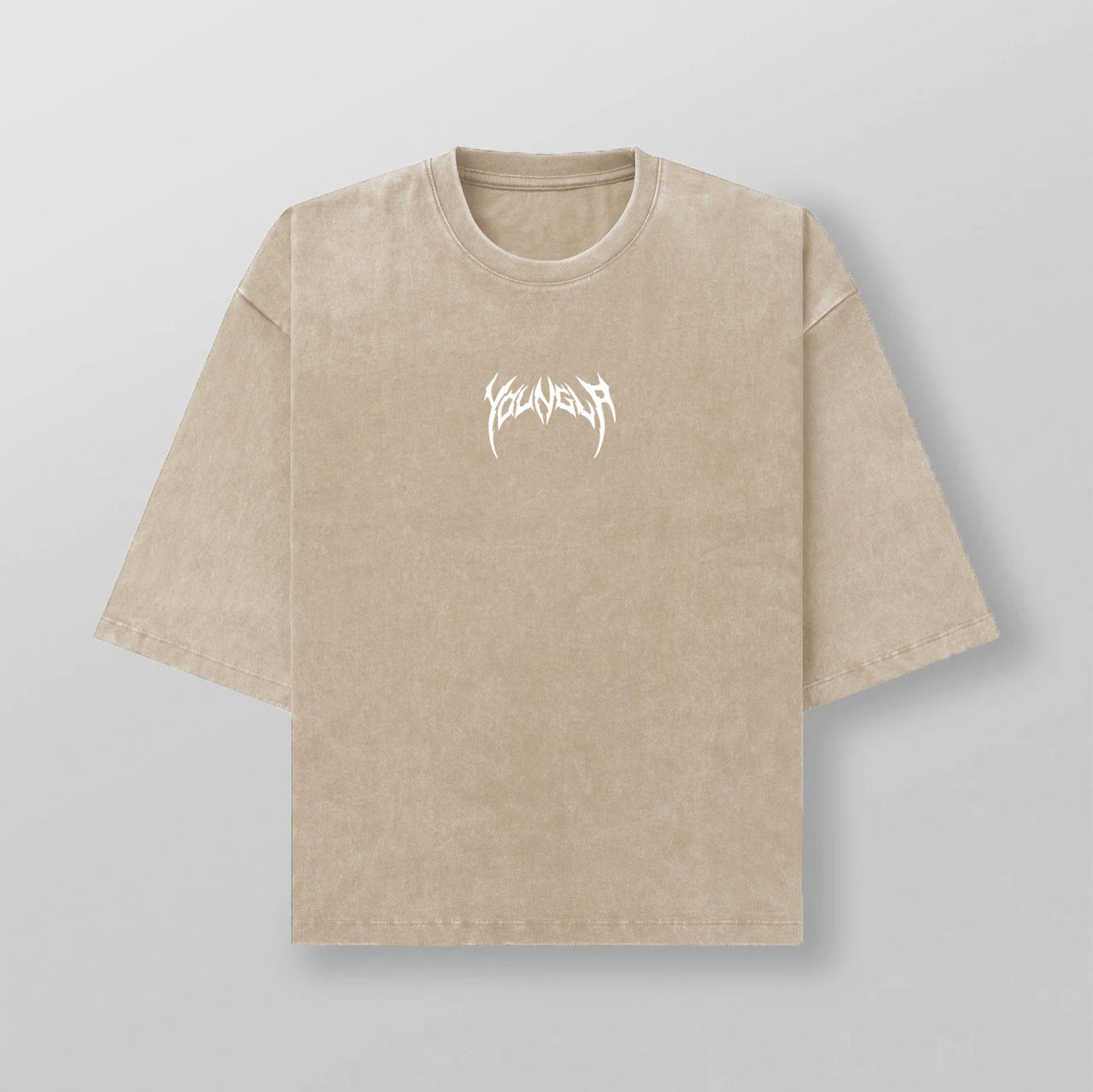 YOUNGLA American fashion brand men's T-shirt heavy cotton washed distressed printed casual round neck short sleeves top