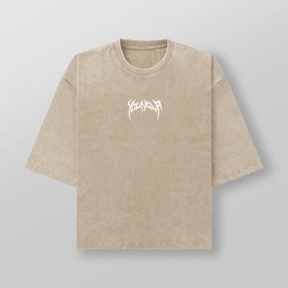YOUNGLA American fashion brand men's T-shirt heavy cotton washed distressed printed casual round neck short sleeves top