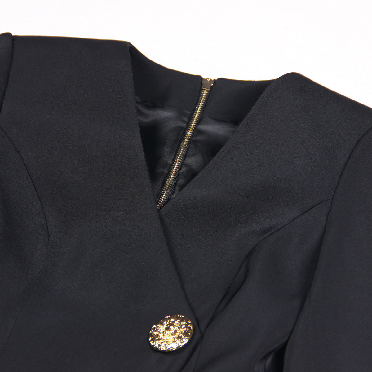 23163 spring and autumn European and American new fashion V-neck slim slimming three buttons long sleeve suit dress and coat women