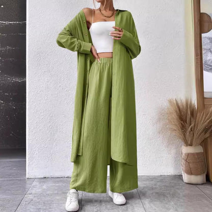 2024 new autumn two-piece women's suit European and American Middle East long shirt two wide-leg pants trousers