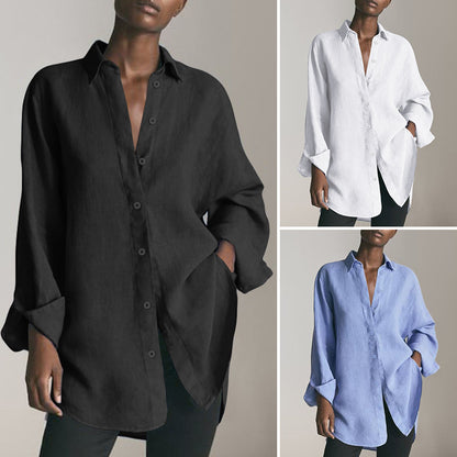 Women's Vintage Button-Down Shirt with Belted Waist Loose Pullover S-5XL|tops