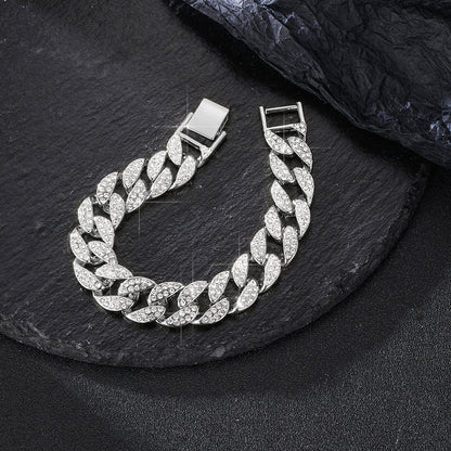 European and American hot clavicle chain jewelry full diamond alloy Cuban necklace hip hop jewelry summer rhinestone all-match necklace