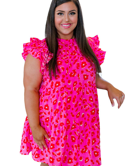 Shiying summer New plus size dress Women's European and American leopard print pullover skirt casual dress 61292