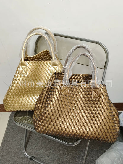 2025 New woven tote big bag fashionable high-end handbag celebrity same style trendy hand-carrying bag shoulder bag