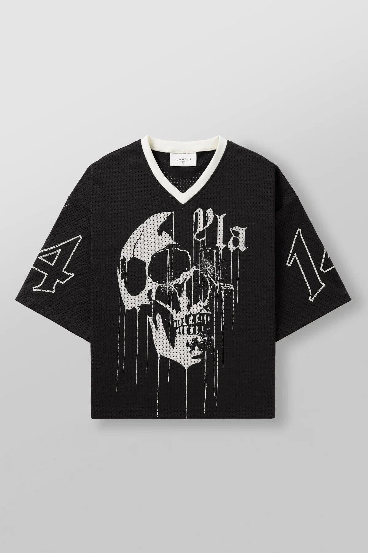 YOUNGLA American fashion brand oversized T-shirt men's exercise workout quick-drying breathable large mesh printed short-sleeved top