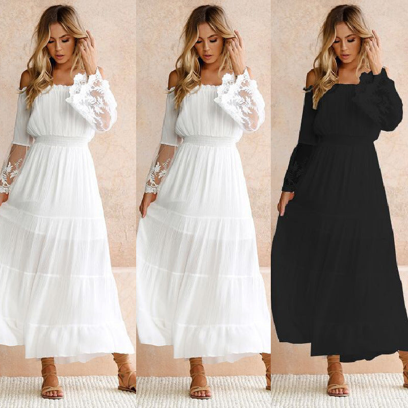 Bohemian White Lace Patchwork Dress