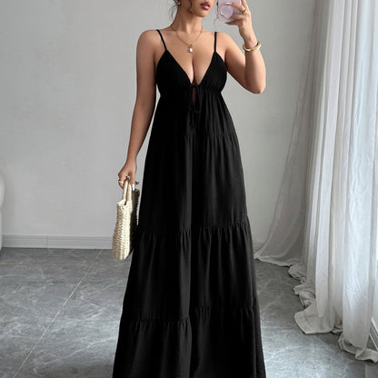 Cross-border European and American elegant sling High sense maxi dress women's clothing 2025 spring and summer Amazon independent station