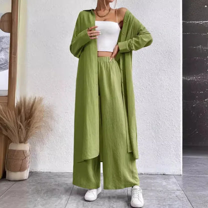 2024 new autumn two-piece women's suit European and American Middle East long shirt two wide-leg pants trousers