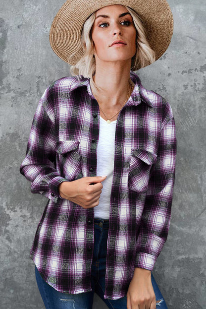 European and American women's clothing autumn and winter New Plaid women's shirt 2025 Amazon mid-length loose lapels cardigan shirt