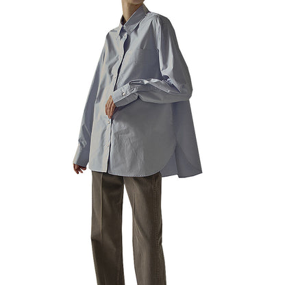 2025 autumn high-grade cotton shirt Women's Korean-style ins loose stylish design commute style long-sleeved shirt