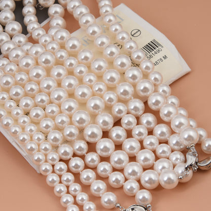 Film and Television same style 925 Yuanbao knot pearl necklace knotted clavicle chain French gray pearl chain offline store hot selling product