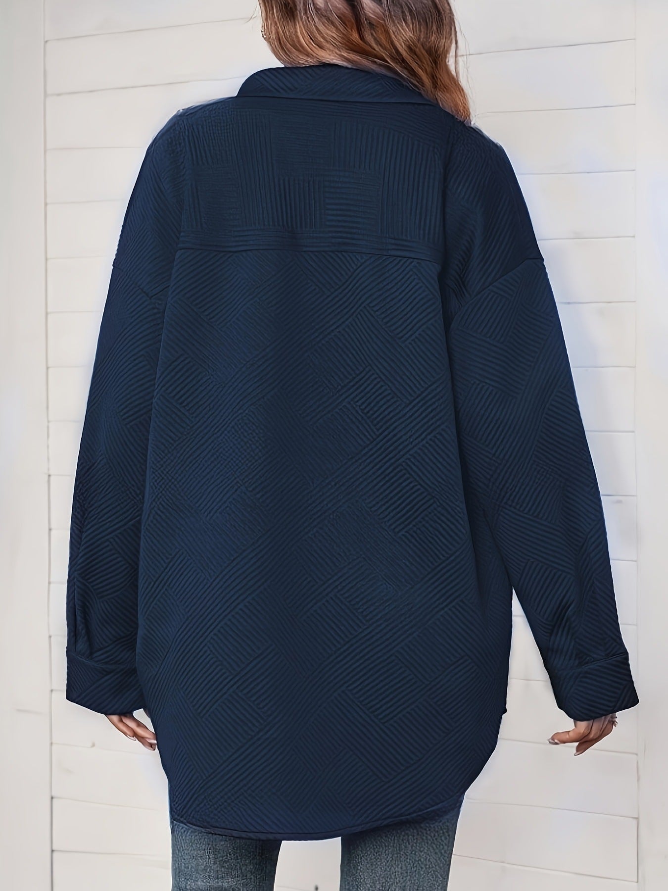Europe and America cross border Amazon women's long sleeve texture loose casual fashion shirt coat female