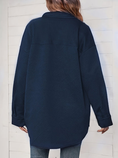 Europe and America cross border Amazon women's long sleeve texture loose casual fashion shirt coat female