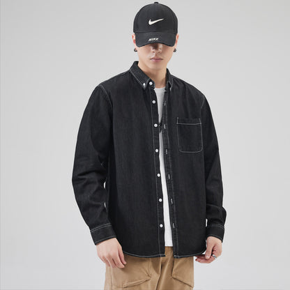 Autumn and Winter new long sleeve shirt men's denim shirt men's shirt trendy men's clothing shirt 8022