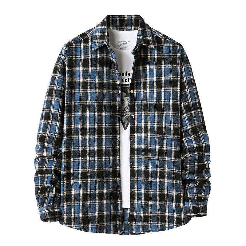 2025 Europe and America cross border Autumn New American flannel plaid shirt men's style coat shirt