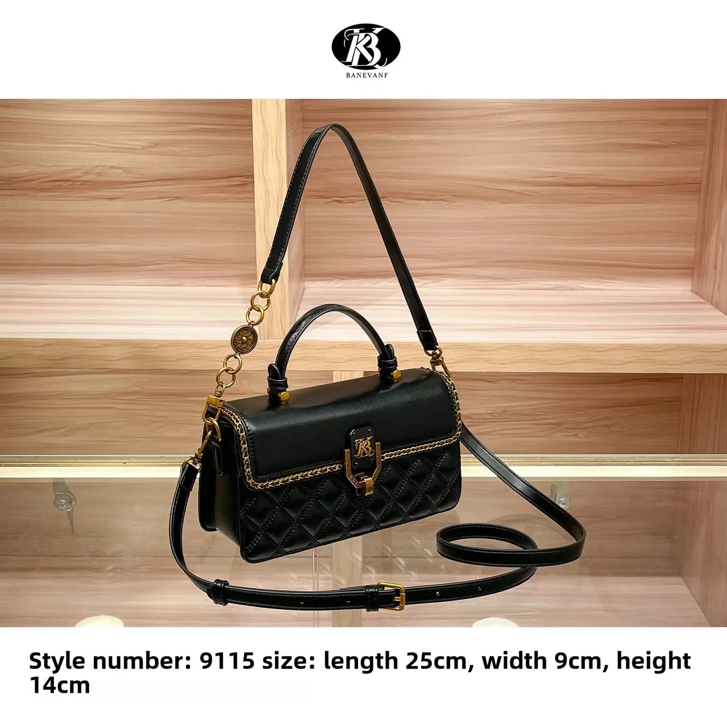 KB Princess Barney 2024 new high-grade genuine leather diamond quilted handbag bag women's fashionable all-match shoulder messenger bag