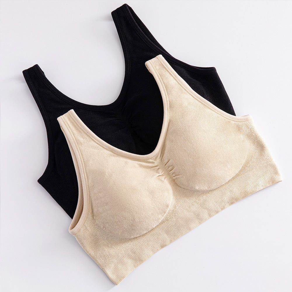 Factory Direct supply cross-border hot plus size bright silk vest body shaping wireless bra female big chest seamless