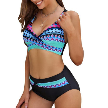 Amazon hot sale plus size women's bikini cross-border spring and summer new European and American plus size fresh split swimsuit