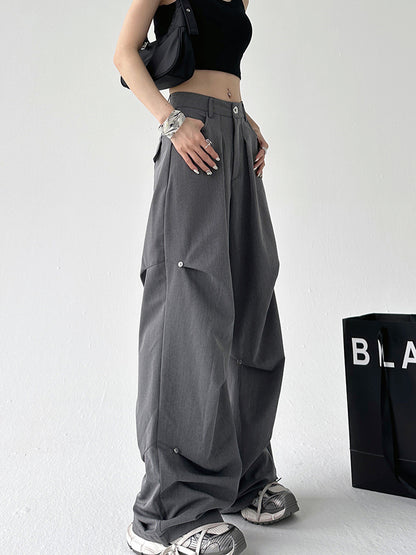 Grey Cargo Pants Men Women Fall American Retro Casual Design