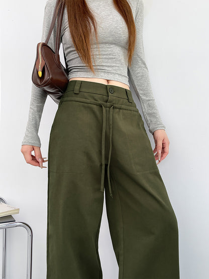 100% Cotton Washed Denim Jeans For Women 2026 New Design High-Waisted Loose Casual Wide-Leg Pants