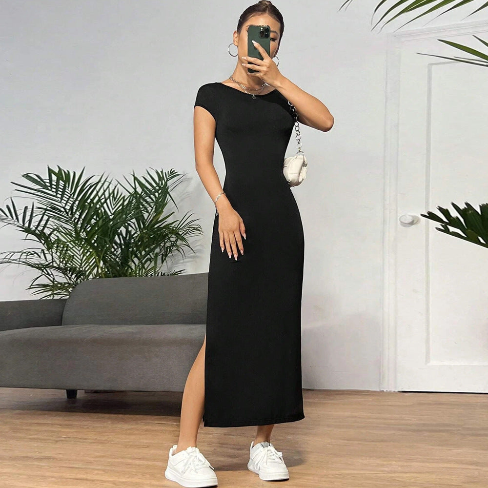 Cross-border Amazon elegant style sleeveless knitted dress summer new mid-waist pullover A- line midi dress for women