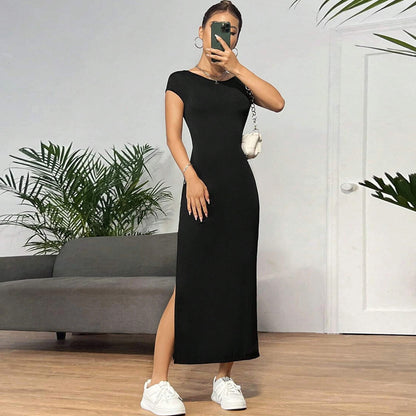 Cross-border Amazon elegant style sleeveless knitted dress summer new mid-waist pullover A- line midi dress for women