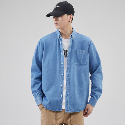 Autumn and Winter new long sleeve shirt men's denim shirt men's shirt trendy men's clothing shirt 8022