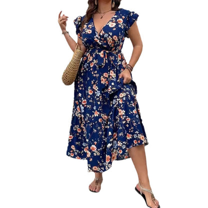 AliExpress Amazon Temu half support 2024 Spring and Autumn new women's plus size long dress