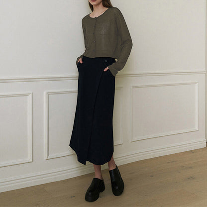 2025autumn knitted cardigan fashionable versatile women's elegant slimming wool round neck Korean style long sleeve top