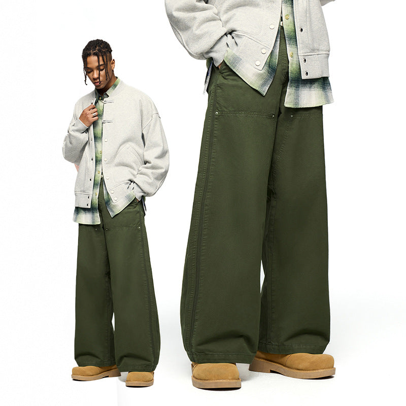 Jie Zhan men's clothing | Azut dyed logging overalls 2025 autumn new trendy brand American street casual pants men
