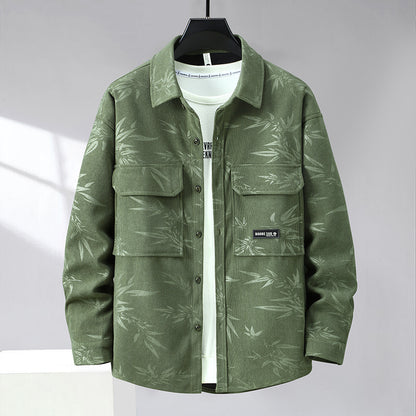 Plus-sized plus size Spring and Autumn casual jacket lapel hooded jacket loose oversized men's stylish loose wear shirt jacket