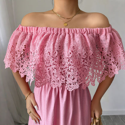 Diyun cross-border European and American elegant elegant A- line Waist Maxi dress women's clothing 2025 summer Amazon independent station